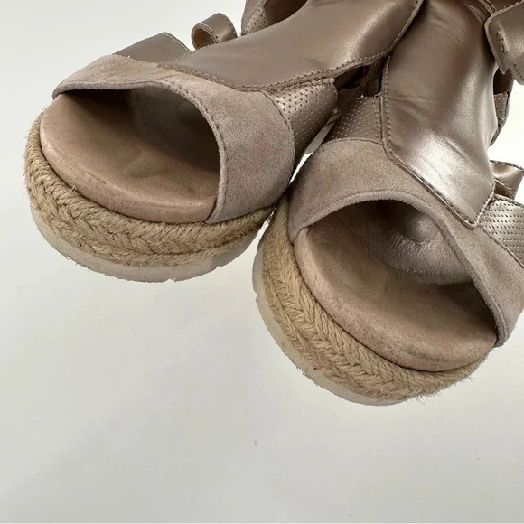 Earth womens platform sandals size 7.5 bronze leather beige suede Espadrilles - Picture 11 of 14